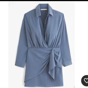 Abercrombie Long Sleeve Wrap Shirt Dress Blue Large